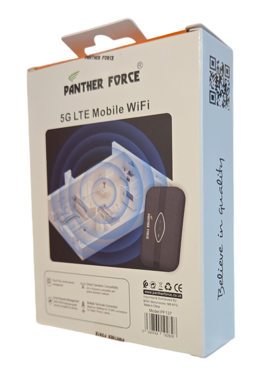 PantherForce Wireless 5G Portable WiFi -PF137 | Ultra-Fast Internet | 12-Hour Battery | Connect 20 Devices | Secure Mobile Hotspot PantherForce Wireless 5G Portable WiFi -PF137 | Ultra-Fast Internet | 12-Hour Battery | Connect 20 Devices | Secure Mobile Hotspot